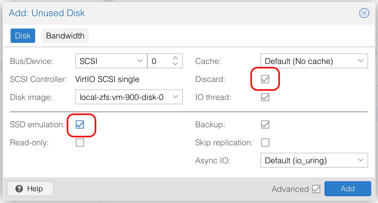 Asocio el disco con las opciones indicadas, dado que mi disco es SSD
