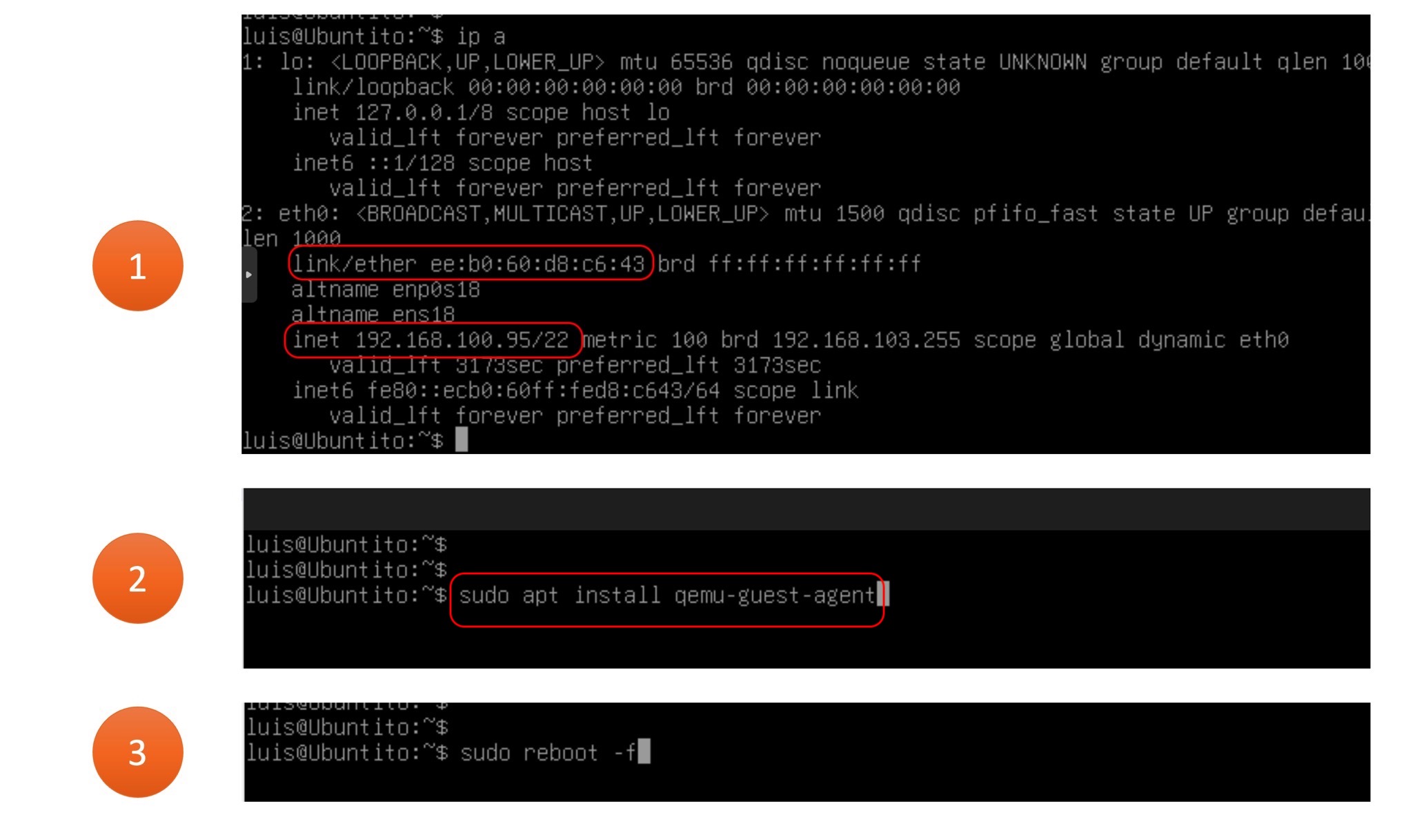 Termino de instalar qemu-guest-agent.