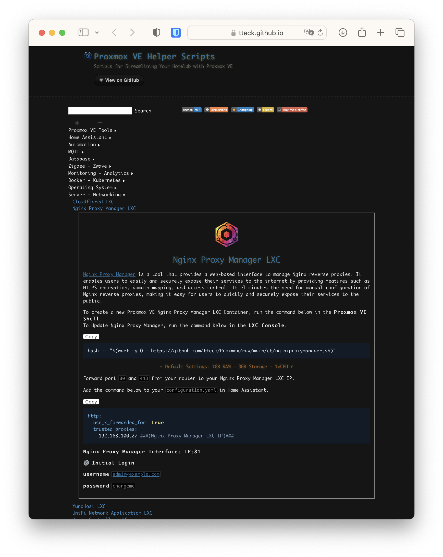 Instalación de Contenedor LXC usando un Helper Script