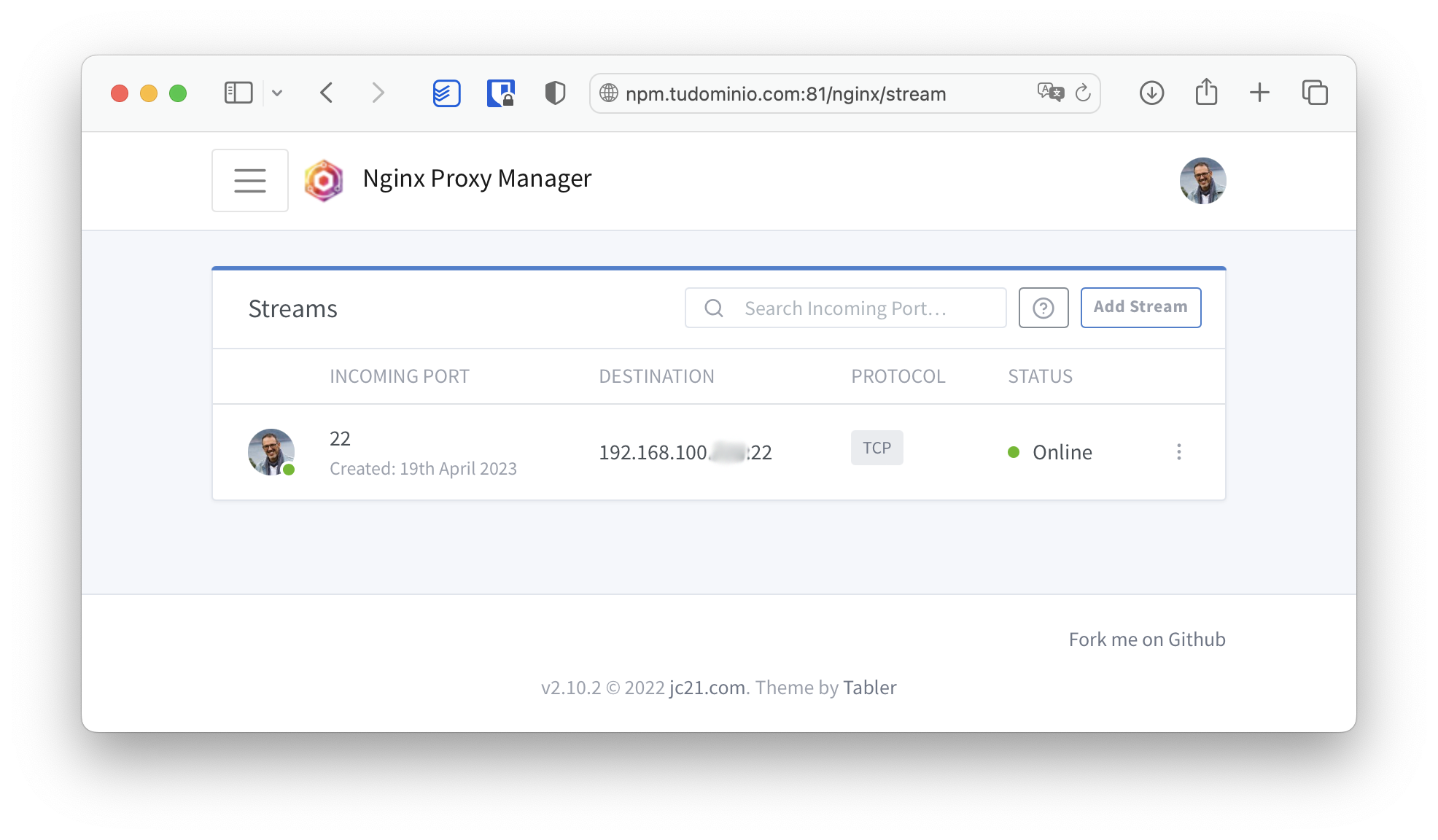 Configuración de un port forwarding