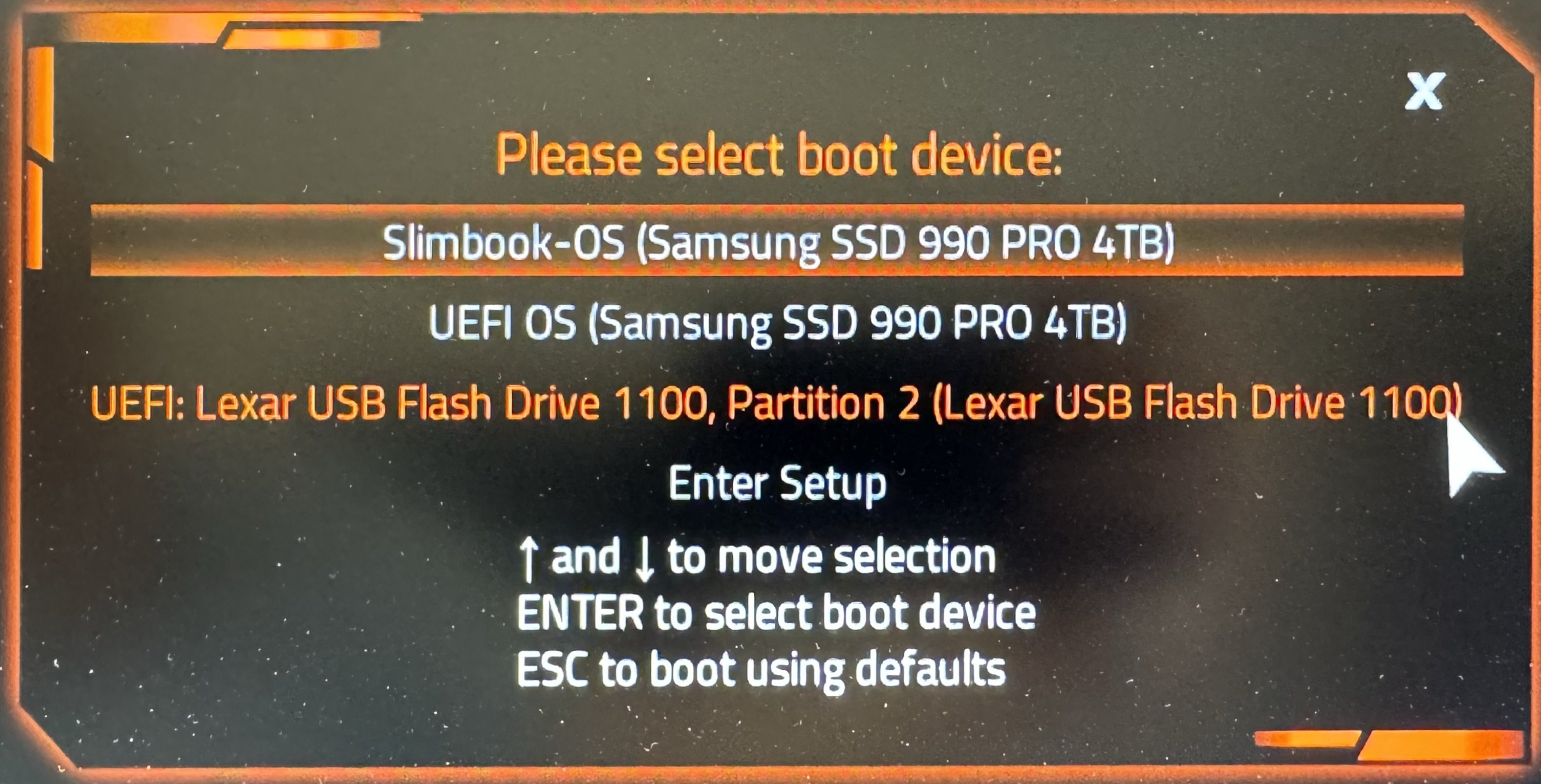 Selecciono la USB con Ubuntu